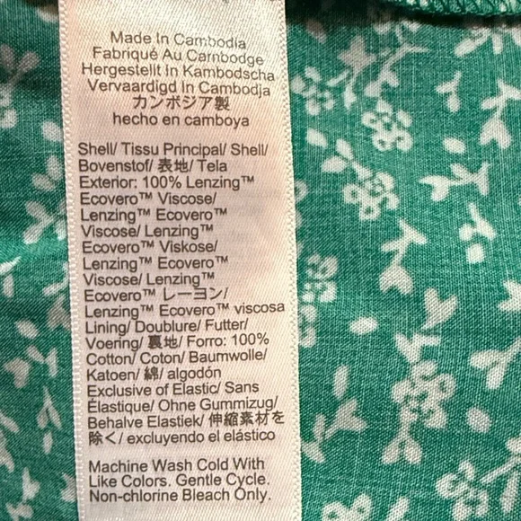 NWOT J. Crew Green and White Smocked Floral Midi Dress - Picture 7 of 8